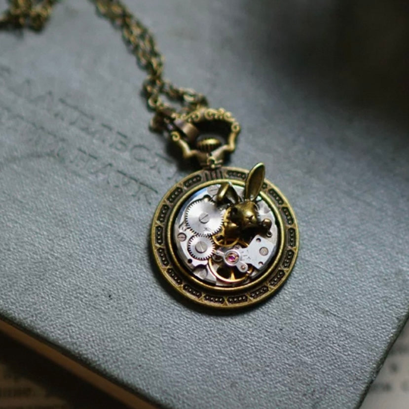 Alice in Wonderland Watch Movement Necklace