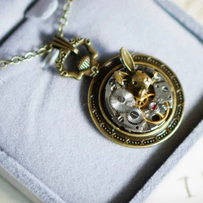 Alice in Wonderland Watch Movement Necklace